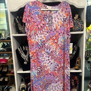 Vibrant Floral Short Sleeve Dress